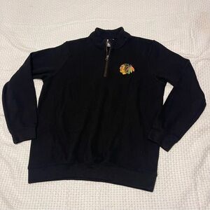 NHL Chicago Blackhawks Men's Quarter Zip  Antigua Black Victory  Sweatshirt L